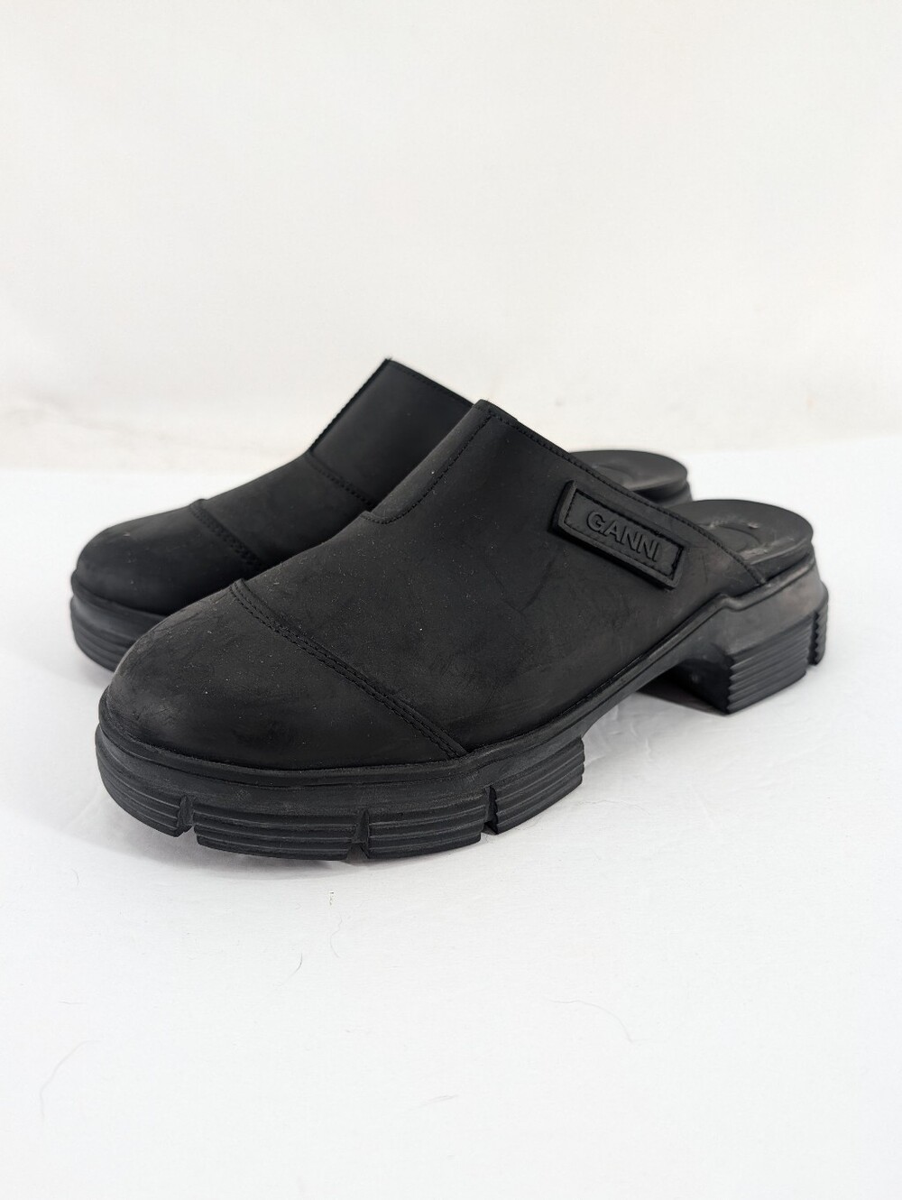 GANNI Chunky Platform Rubber City Mule Clogs Black Size 38 / 7.5 / 8
